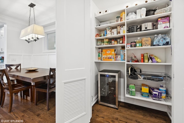 pantry featuring wine cooler