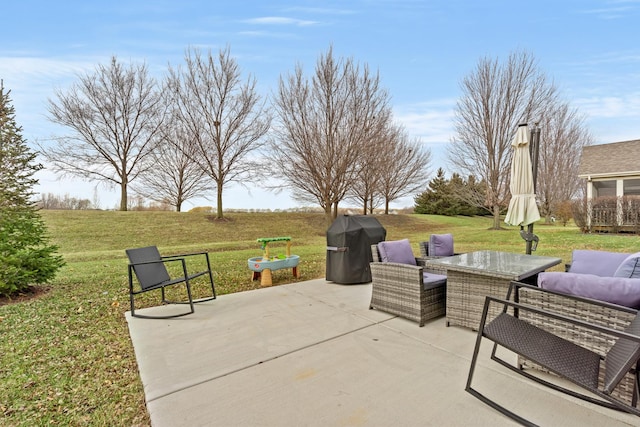 view of patio / terrace featuring outdoor lounge area and grilling area