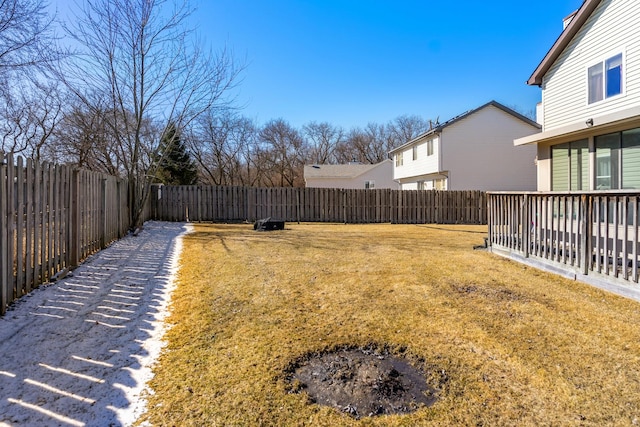 view of yard featuring a fenced backyard