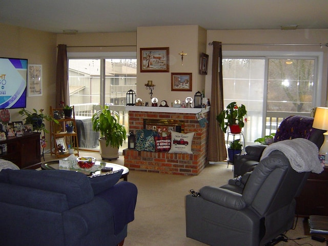 view of carpeted living area