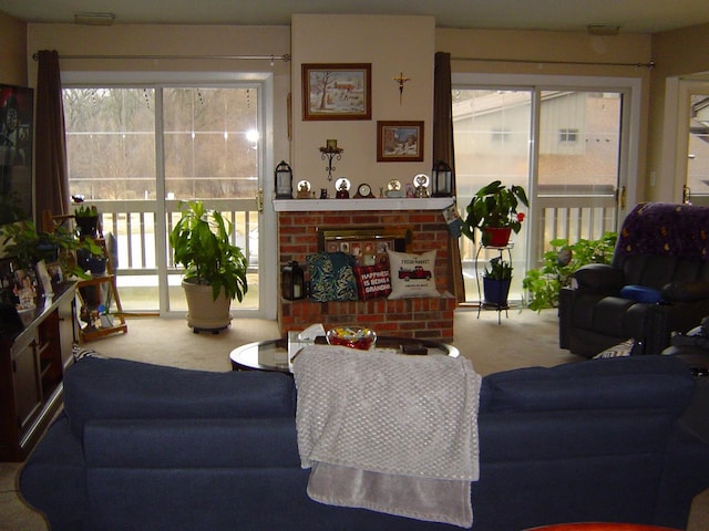 living room featuring carpet flooring