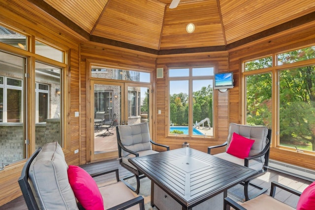 sunroom with baseboard heating