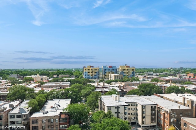 drone / aerial view with a city view