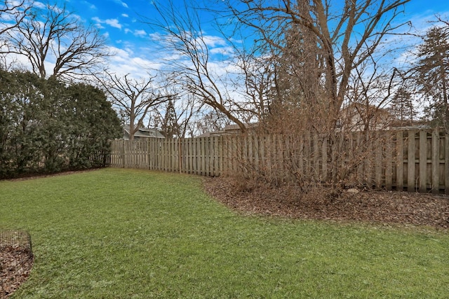 view of yard with a fenced backyard