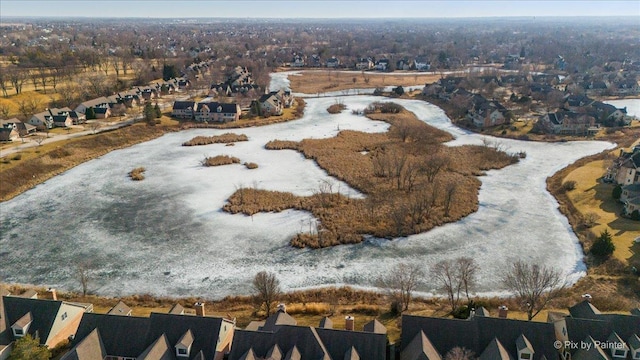 birds eye view of property with a residential view