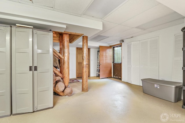 39575 N Dilleys Rd, Wadsworth, IL 60083 - finished below grade area featuring a drop ceiling