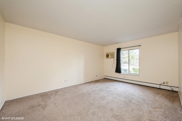 1501 E Churchill Dr Unit 104, Palatine, IL 60074 - unfurnished room with a baseboard radiator, carpet flooring, baseboards, and an AC wall unit