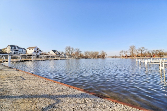 property view of water featuring a dock