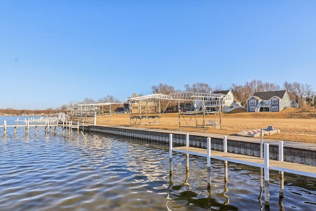 view of dock featuring a water view