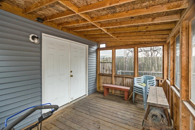 view of unfurnished sunroom