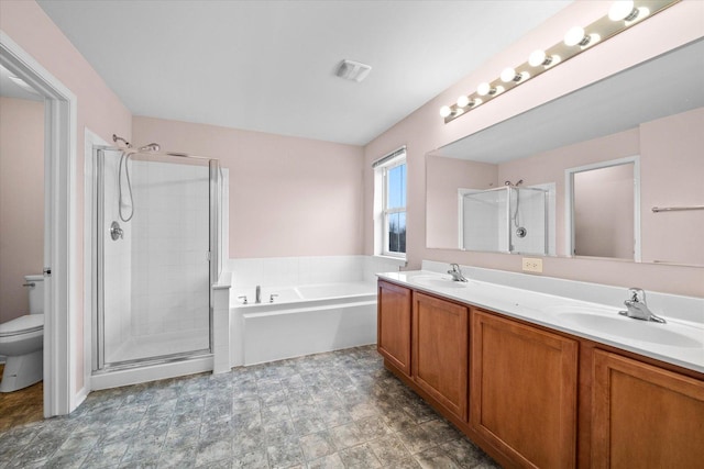 117 Preakness Dr, Oswego, IL 60543 - full bath with toilet, a sink, a garden tub, and a stall shower