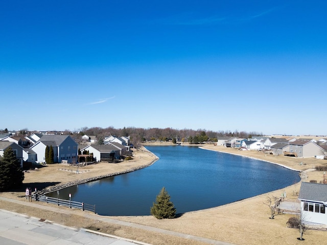 view of water feature with a residential view