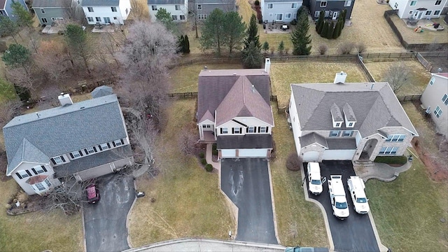 aerial view with a residential view