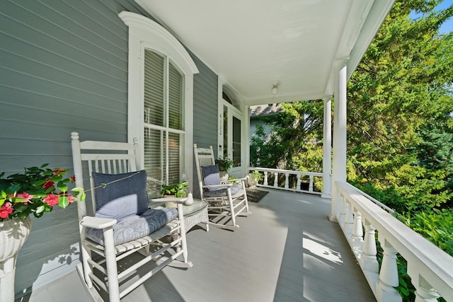view of patio featuring a porch
