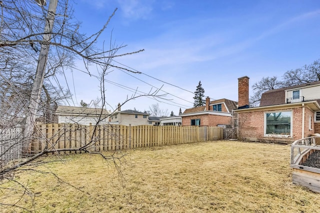 view of yard featuring a fenced backyard