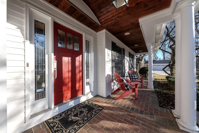 entrance to property with a porch