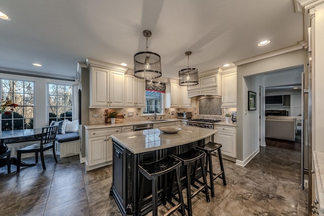 kitchen featuring stainless steel dishwasher, decorative backsplash, plenty of natural light, and a sink