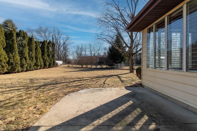 view of yard with a patio area and fence