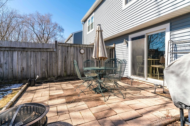 view of patio / terrace with fence and outdoor dining space