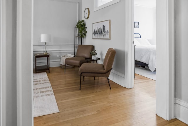 living area with light wood-style floors