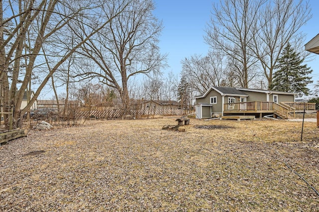 view of yard with a deck