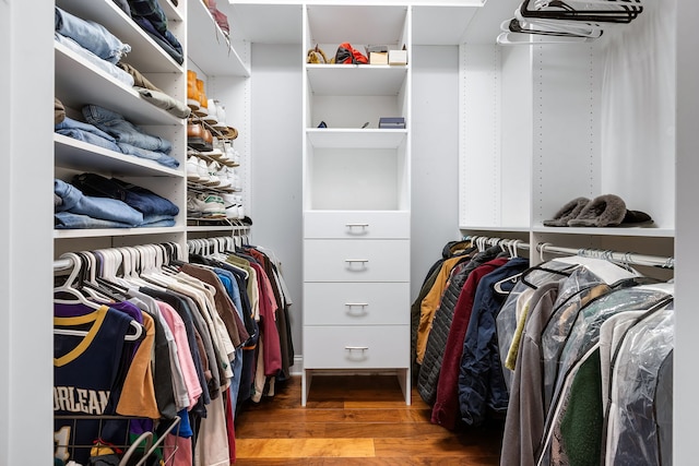 spacious closet featuring wood finished floors