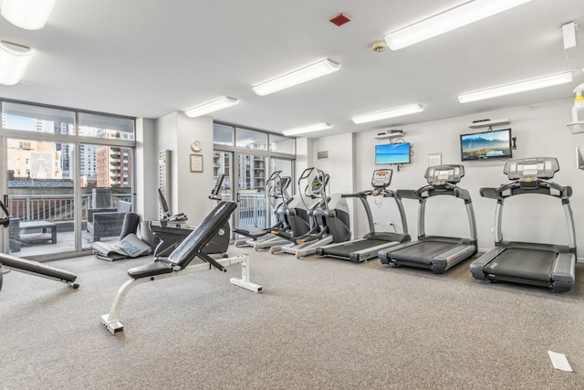 gym featuring a healthy amount of sunlight and expansive windows