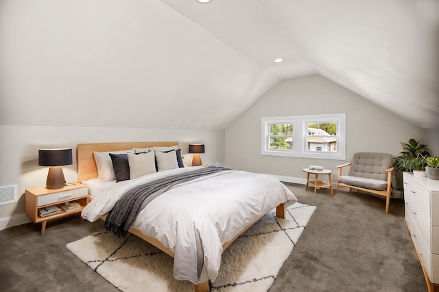 8837 S Throop St, Chicago, IL 60620 - bedroom with carpet floors, vaulted ceiling, baseboards, and recessed lighting