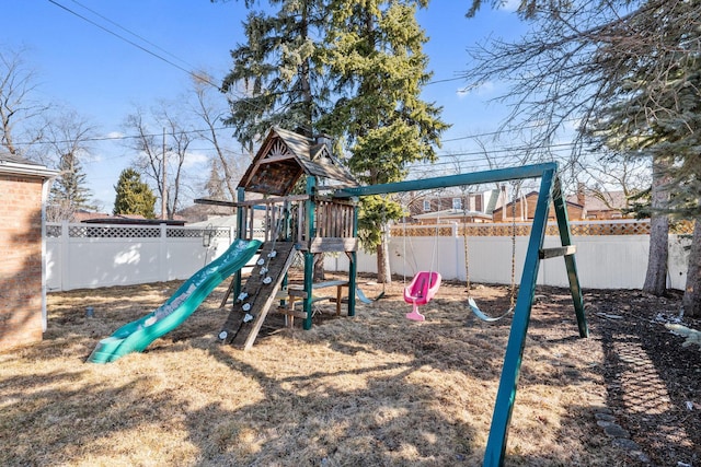 view of playground with fence