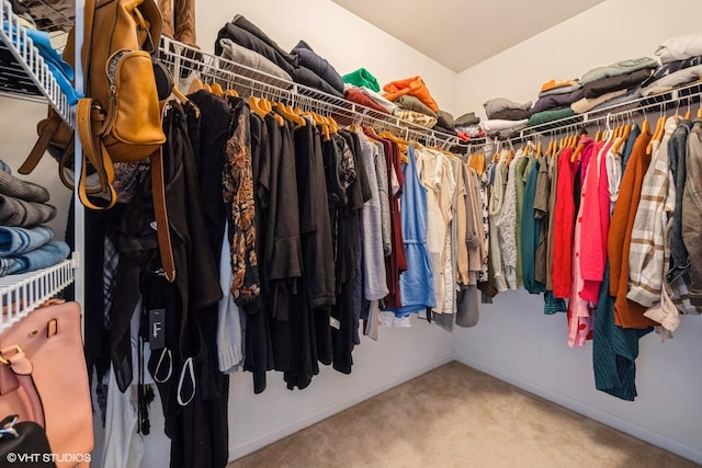 spacious closet with carpet