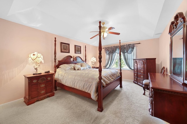 bedroom featuring baseboards, a ceiling fan, and carpet flooring