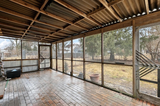 view of unfurnished sunroom