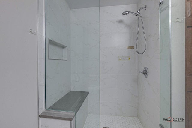 bathroom with a stall shower