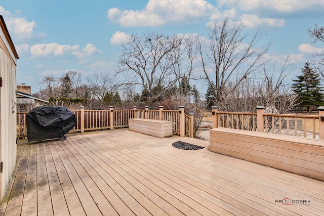 deck with a grill