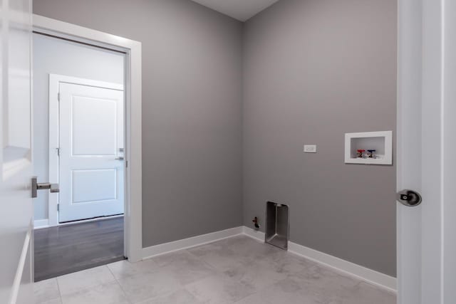 laundry area featuring washer hookup, laundry area, hookup for a gas dryer, and baseboards