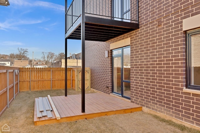 deck featuring a fenced backyard