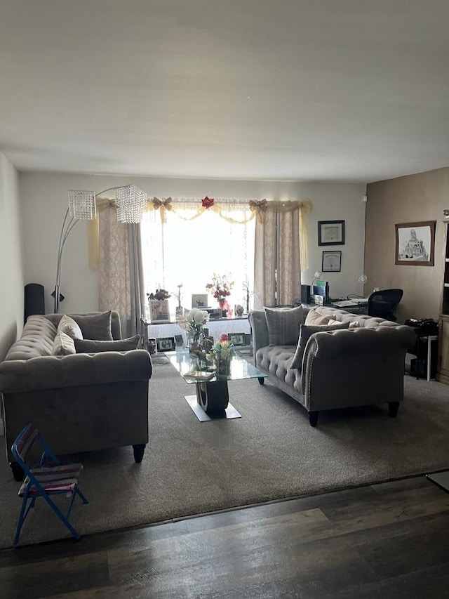 living room with wood finished floors