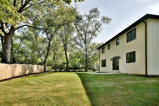 view of yard with a patio area and fence