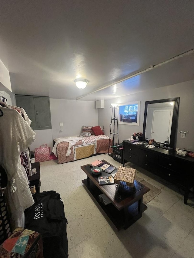 bedroom with tile patterned floors