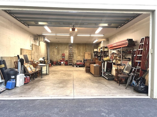 garage with a garage door opener