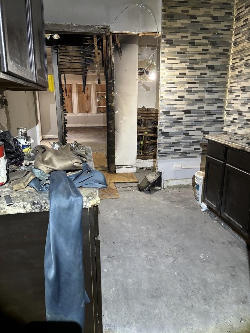 kitchen with concrete flooring