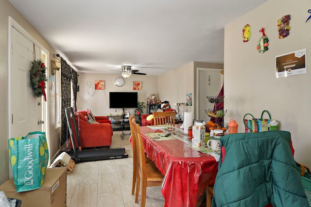 dining area featuring ceiling fan