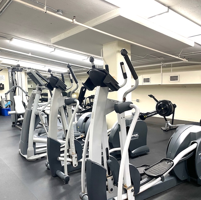 workout area with visible vents