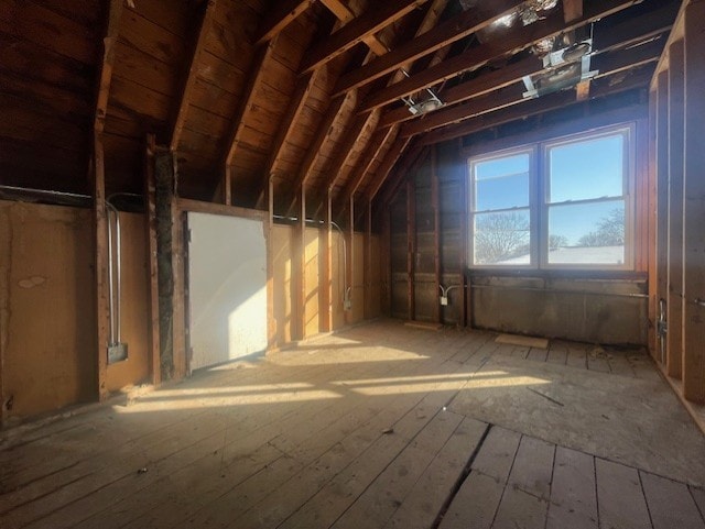 view of unfinished attic