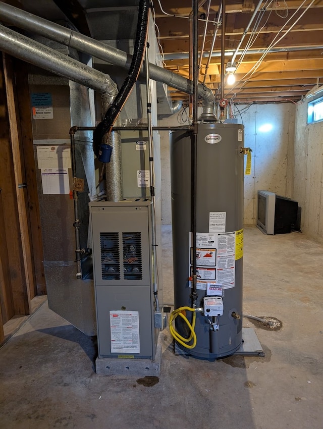 utility room with water heater