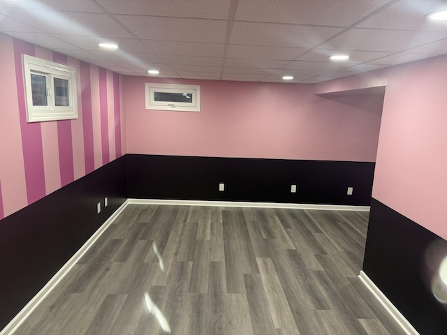 1057 Southgate Rd, New Lenox, IL 60451 - finished below grade area with recessed lighting, a paneled ceiling, baseboards, and wood finished floors