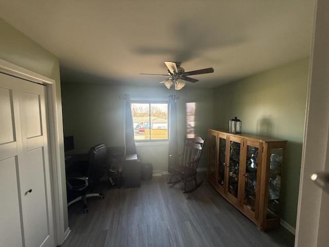 1057 Southgate Rd, New Lenox, IL 60451 - home office with wood finished floors, baseboards, and ceiling fan
