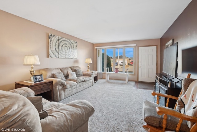 living room with carpet flooring