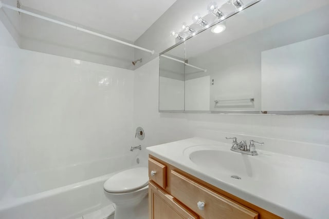 full bathroom with vanity, toilet, and shower / bathtub combination