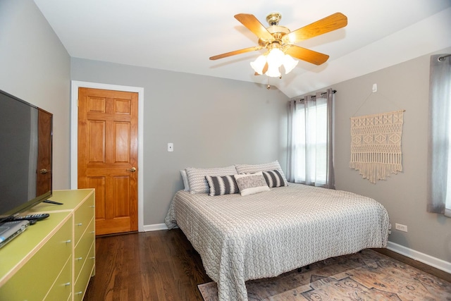 4128 N Plainfield Ave, Chicago, IL 60634 - bedroom with baseboards, dark wood-style floors, and ceiling fan